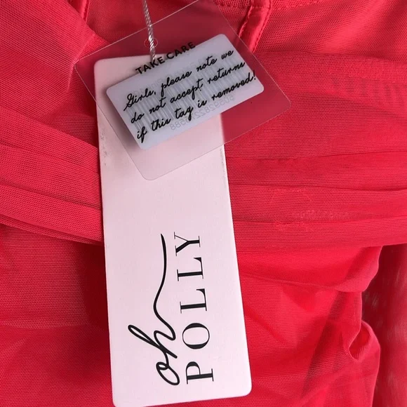 Oh Polly size 6 Elegant corral color One-Shoulder Dress NWT    MN149 - Picture 4 of 6